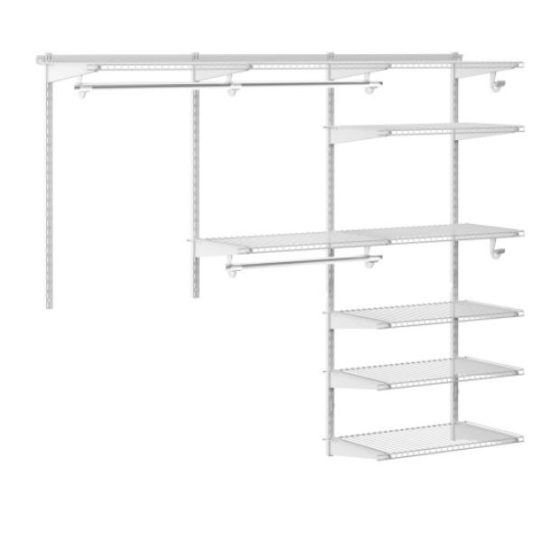 Picture of Total Tactic HW66515WH Adjustable Closet Organizer Kit with Shelves & Hanging Rods for 4 to 6 ft. - White