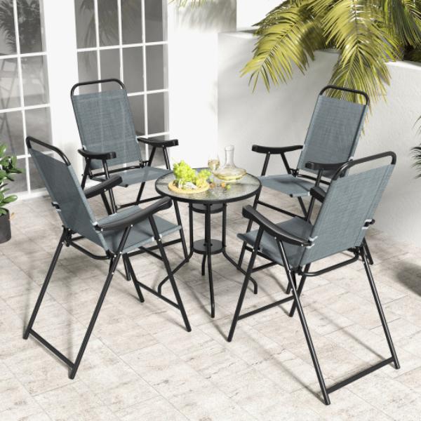 Picture of Total Tactic NP11342BL-4 Patio Folding Bar Stool with Metal Frame & Footrest&#44; Blue - Set of 4