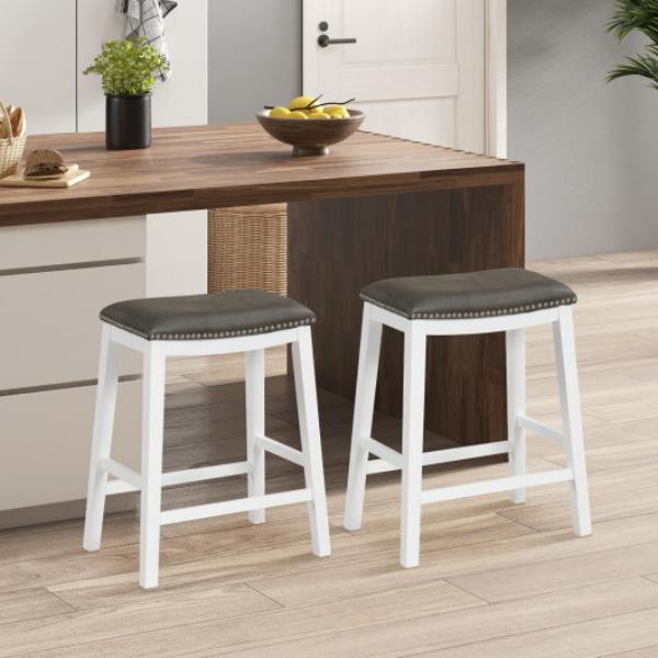 Picture of Total Tactic JV11360GR 26 in. Counter Height Bar Stool with Upholstered Seat&#44; Gray - Set of 2
