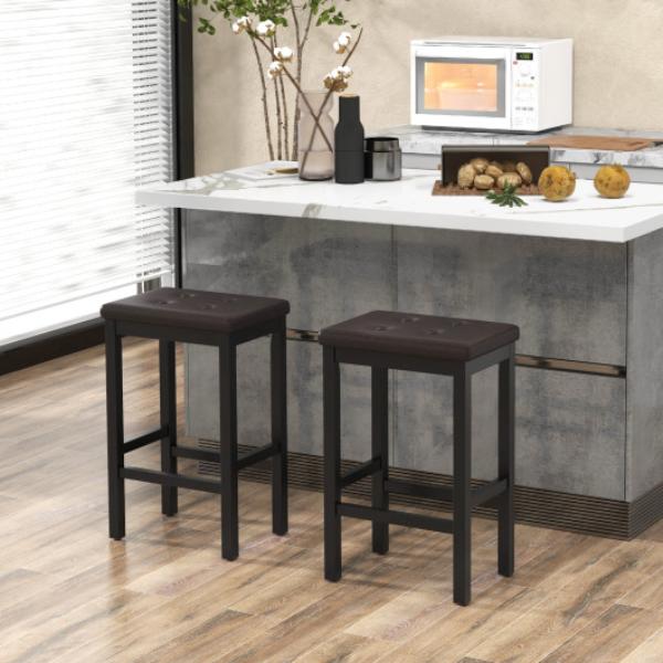 Picture of Total Tactic JV11374BN 24 in. Bar Stools with Padded Seat Footrest & Rubber Wood Frame&#44; Brown