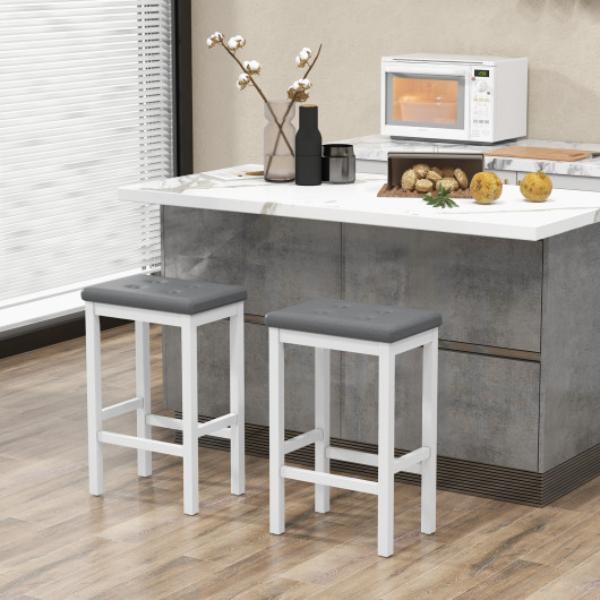 Picture of Total Tactic JV11374WH 24 in. Bar Stools with Padded Seat Footrest & Rubber Wood Frame&#44; White