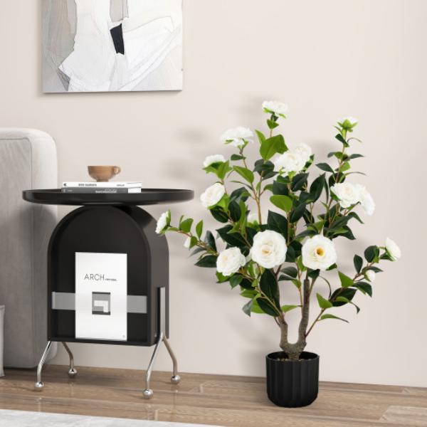 Picture of Total Tactic HZ10188WH-1 38 in. Artificial Camellia Tree Faux Flower Plant in Cement Pot&#44; White