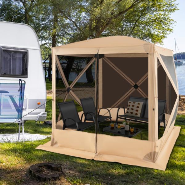 NP10676CF 6.7 x 6.7 ft. Pop Up Gazebo with Netting & Carry Bag, Coffee