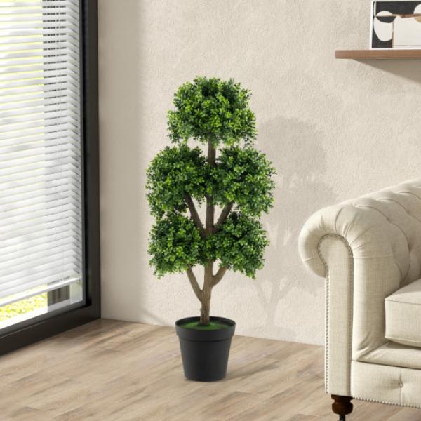 Picture of Total Tactic HZ10173GN 45 in. Artificial Boxwood Topiary Ball Tree&#44; Green