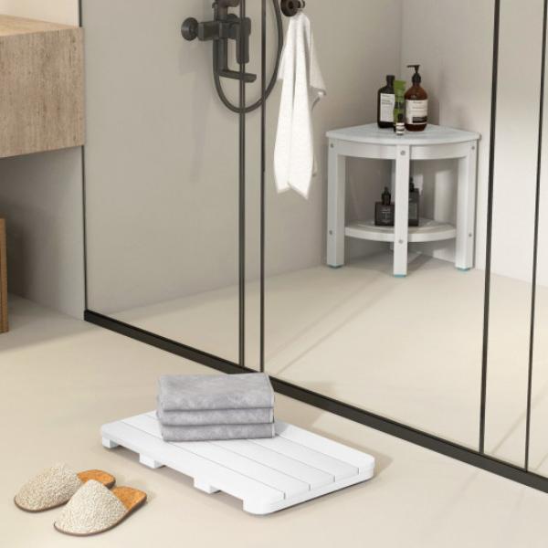 Picture of Total Tactic BA8032WH Waterproof HIPS Spa Shower Mat for Bathroom with Non Slip Foot Pads&#44; White