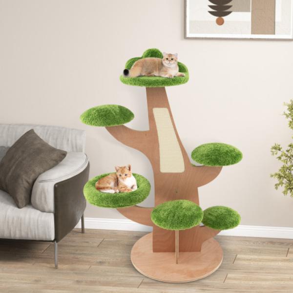 Picture of Total Tactic PV10129GN 50 in. Pine Shape Cat Tree for Indoor Cats with Sisal Scratching Board&#44; Green