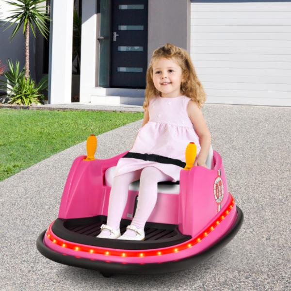 TQ10161US-PI 12V Electric Kids Ride on Bumper Car with Flashing Lights for Toddlers, Pink