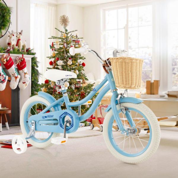 TS10130BL-14 14 in. Kids Bike with Training Wheels & Adjustable Handlebar Seat, Blue