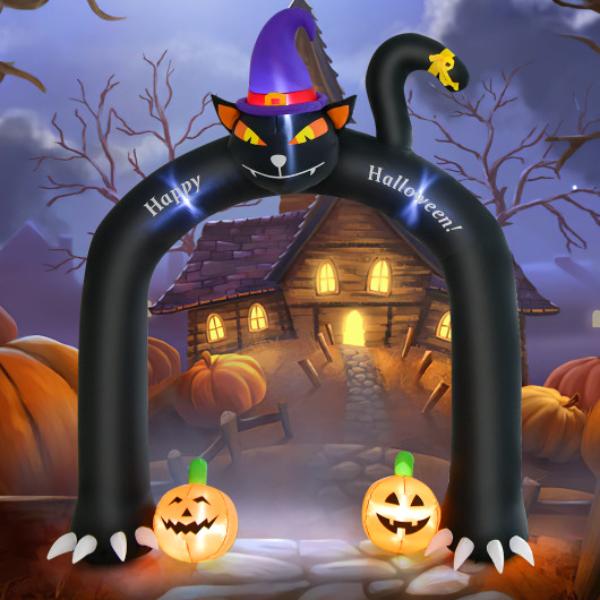 Picture of Total Tactic TT10012US 9 ft. Halloween Inflatable Cat Archway with Wizard Cat & Pumpkins&#44; Multi Color
