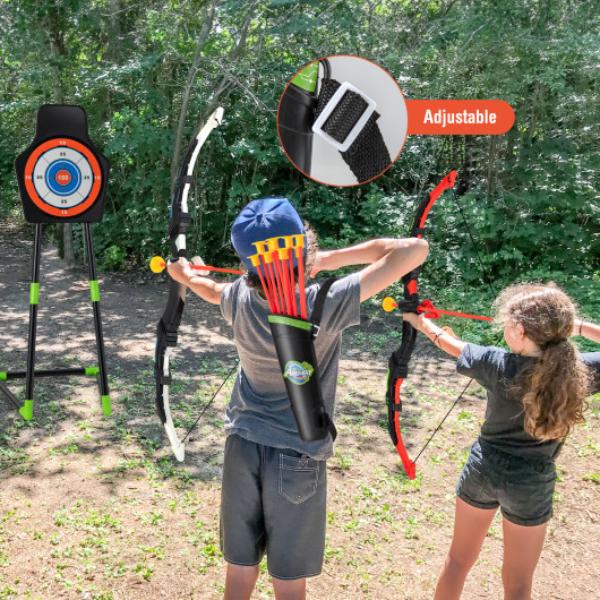 UY10046 Youth Archery Bow Set with LED Light Up Bow & 20 Suction Cup Arrows for Kids, Blue & Green