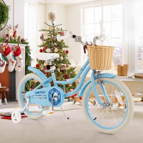 TS10130BL-18 18 in. Kids Bike with Training Wheels & Adjustable Handlebar Seat, Blue