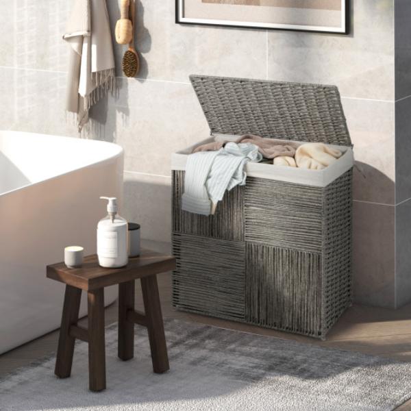 JZ10210GR 29 gal Laundry Hamper with Convenient Handles & Removable Liner Bag, Gray