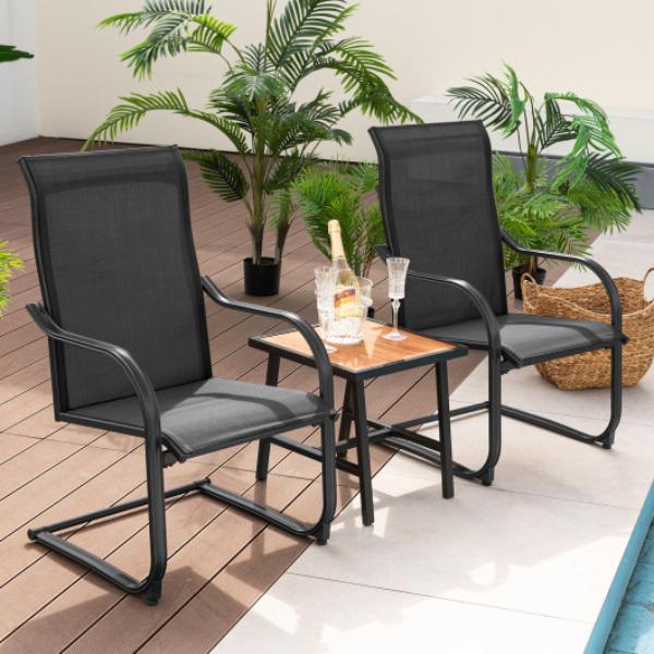 Picture of Total Tactic NP11095DK-2 C-Spring Motion Patio Dining Chairs with Breathable Fabric&#44; Black - 2 Piece