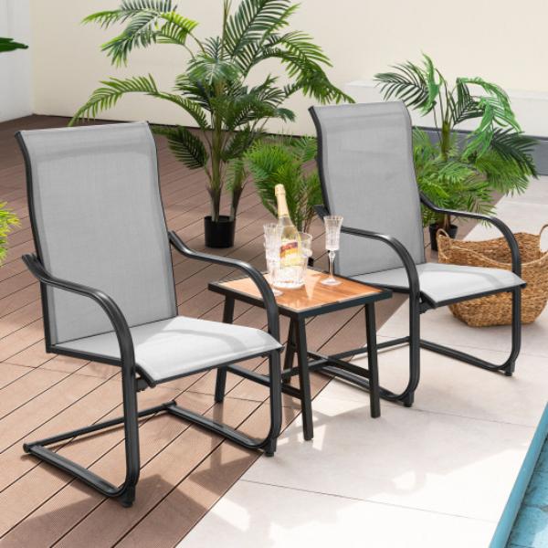 Picture of Total Tactic NP11095GR-2 C-Spring Motion Patio Dining Chairs with Breathable Fabric&#44; Gray - 2 Piece