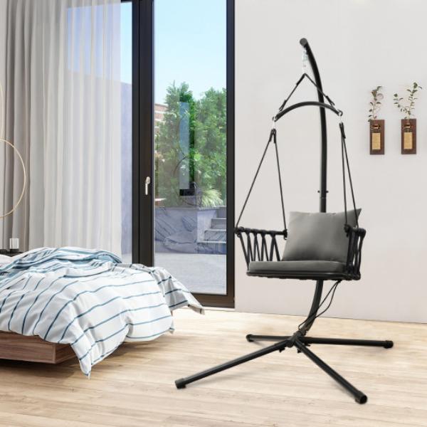 NP11302GR Hanging Swing Chair with Stand, Gray