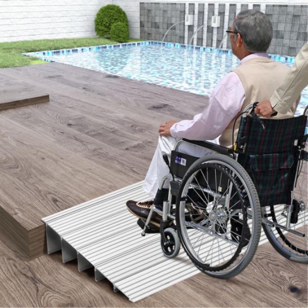 Picture of Total Tactic TD10016 5 in. Rise Door Threshold Entry Ramp with Adjustable Ramp Design&#44; Silver