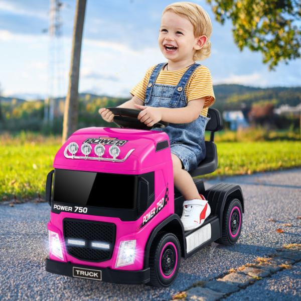 TQ10179US-RO 6V Kids Electric Ride-on Truck with Height Adjustable Seat, Pink