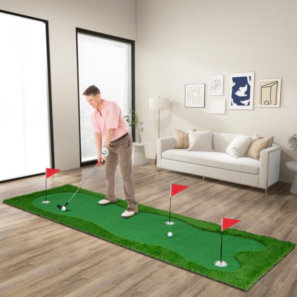 SP38085 Golf Putting with Realistic Artificial Grass Turf, Green - Small