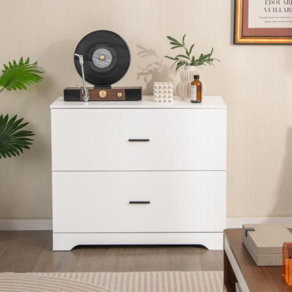 HW66706WH 2-Drawer Lateral File Cabinet with Adjustable Bars for Home & Office, White