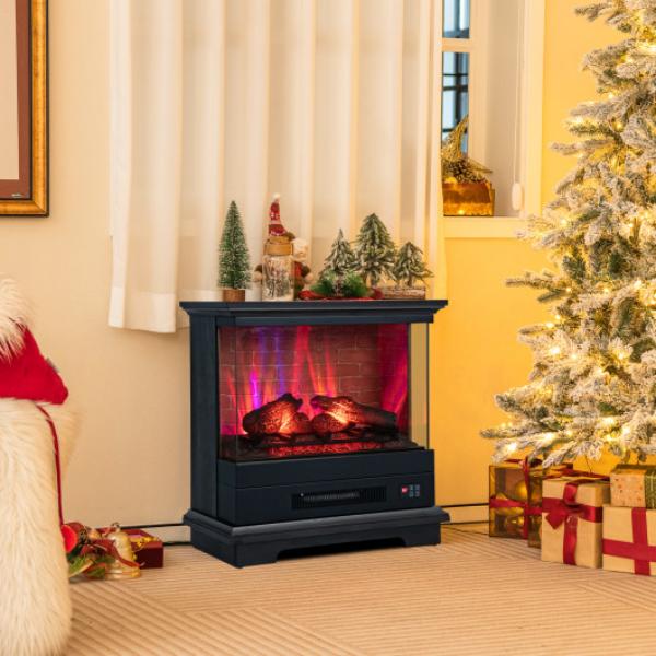 Picture of Total Tactic FP10560US-DK 27 in. Freestanding Fireplace with Remote Control&#44; Black
