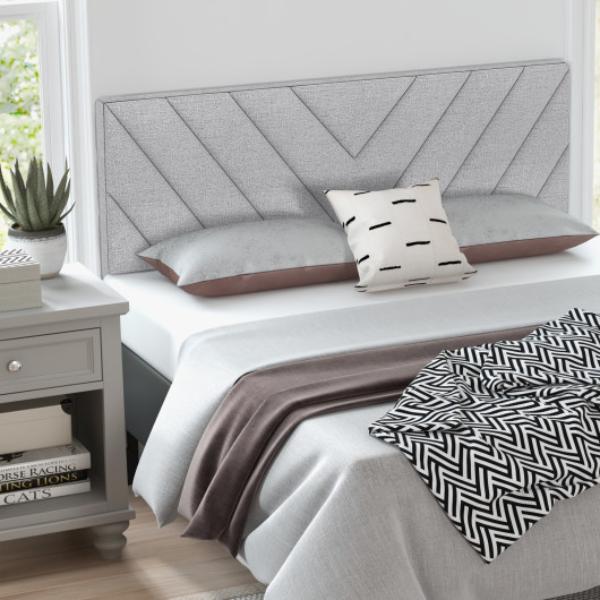 Picture of Total Tactic HU10600GR Linen Upholstered Headboard for Bed Frames&#44; Gray - Full & Queen Size