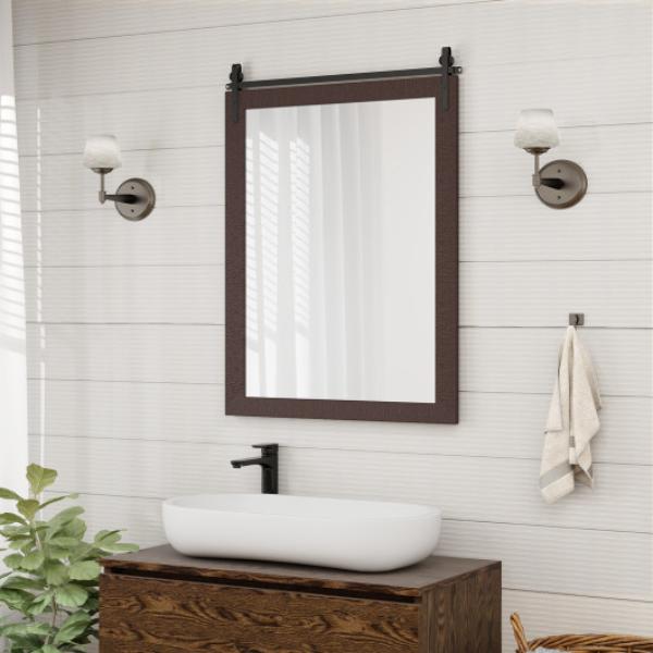 HZ10057WL 30 x 22 in. Wall Mount Mirror with Wood Frame, Walnut