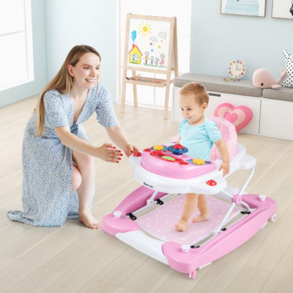 BC10167PI 6-in-1 Foldable Baby Walker with Adjustable Height, Pink -  Total Tactic