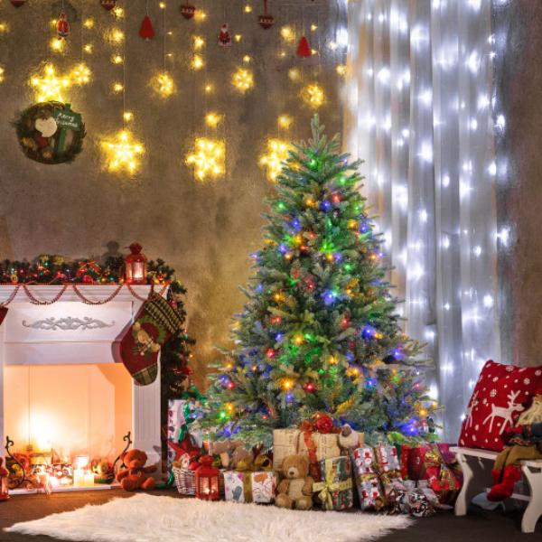 CM24523US 5 ft. Pre-Lit Artificial Christmas Tree with Branch Tips & LED Lights, Green