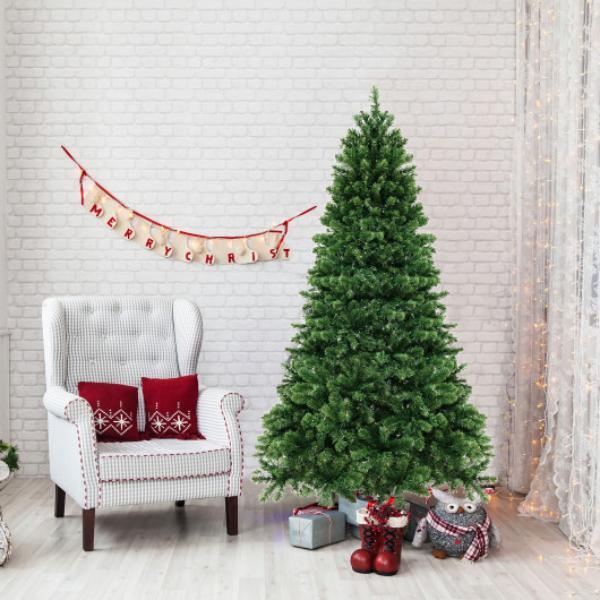 CM24568US 6 ft. Hinged Christmas Tree with PVC Branch Tips Warm White LED Lights, Green