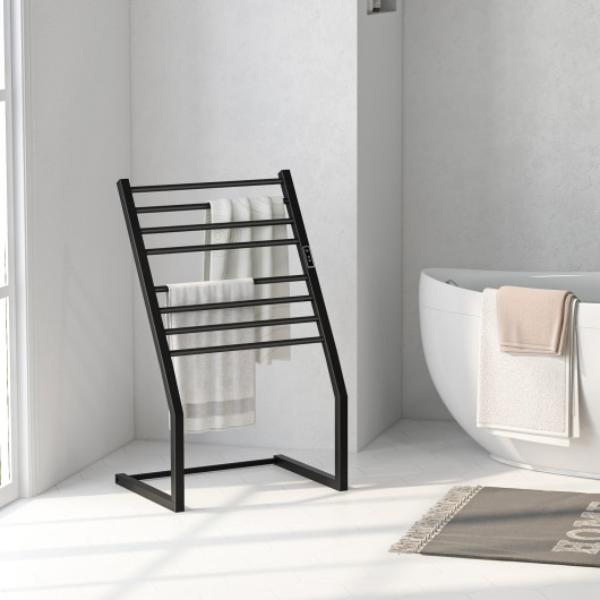 Picture of Total Tactic ES10308US-BK 8 Bars Freestanding Wall Mounted Towel Warmer Rack with LED Display&#44; Black