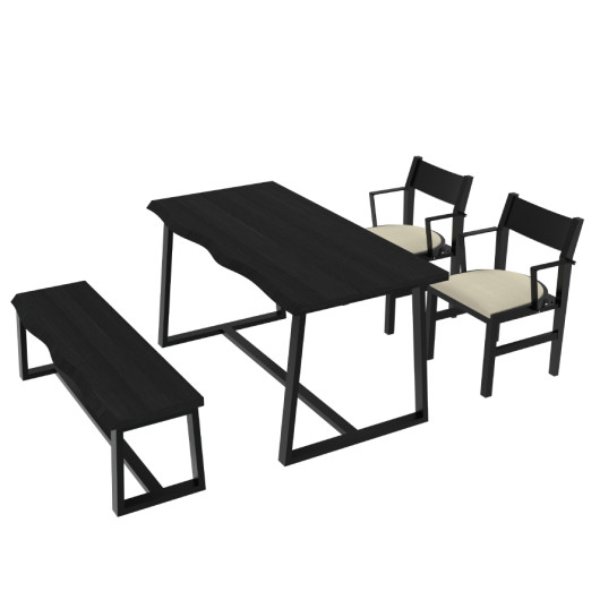 Picture of Total Tactic JV11565DK-JV11567DK-JV11568DK 4-Person Dining Table Set with Chairs & Bench-Irregular Design&#44; Black & Beige