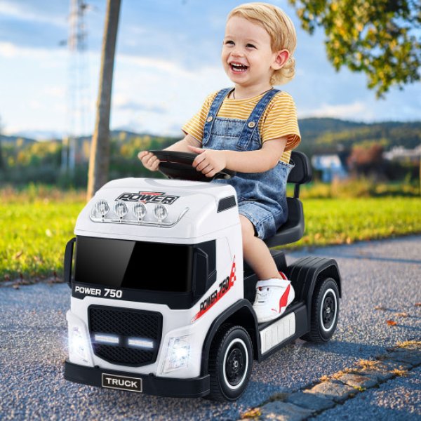 Picture of Total Tactic TQ10179US-WH 6V Kids Electric Ride-on Truck with Height Adjustable Seat&#44; White