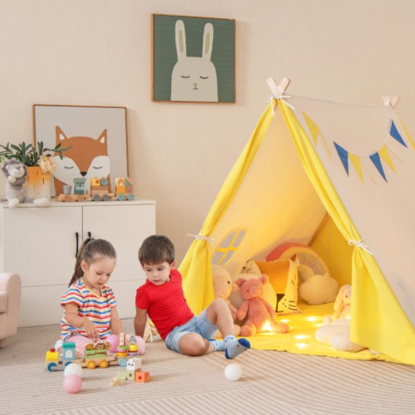Picture of Total Tactic TP10145BE Kids Play Tent with Solid Wood Frame Holiday Birthday Gift & Toy for Boys & Girls&#44; Yellow