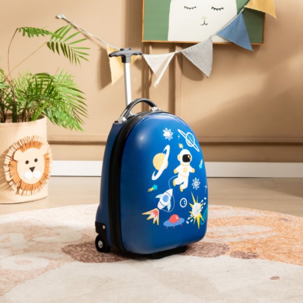 Picture of Total Tactic BN10022BL 16 in. Kids Carry-on Luggage Hard Shell Suitcase with Wheels&#44; Blue