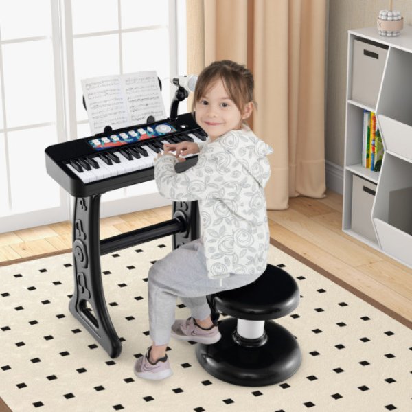 Picture of Total Tactic TM10096DK 37-Key Kids Keyboard Piano Toy with Microphone for 3-Up Kids&#44; Black