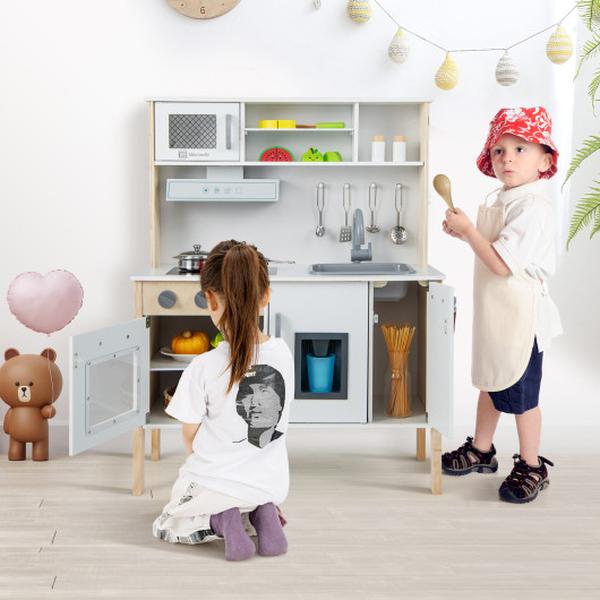 Picture of Total Tactic TP10125WH Wooden Pretend Play Kitchen Set for Toddlers&#44; White