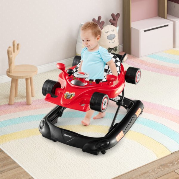 BC10168RE Convertible Baby Walker with 3 Adjustable Height Settings, Red