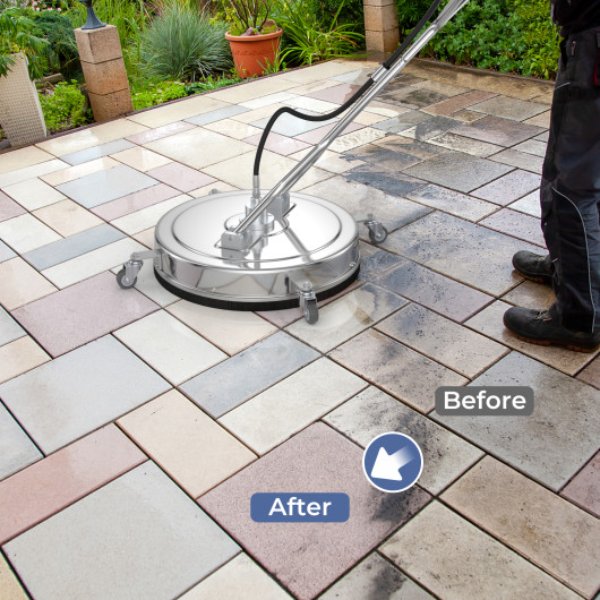 AU10021 2000-4000 PSI Surface Cleaner Power Cleaner Attachment Pressure Washer with Casters, Silver