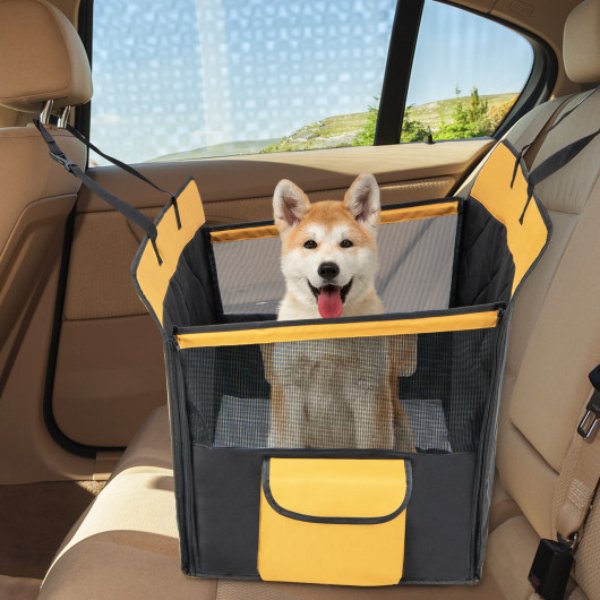 Picture of Total Tactic PU10028DK Dog Car Seat Cover with Mesh Window for Small & Medium Dogs&#44; Black