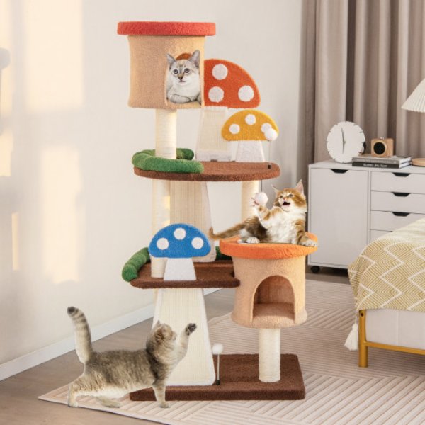 Picture of Total Tactic PV10125CL 4-in-1 Cat Tree with 2 Condos & Platforms for Indoors&#44; Multi Color