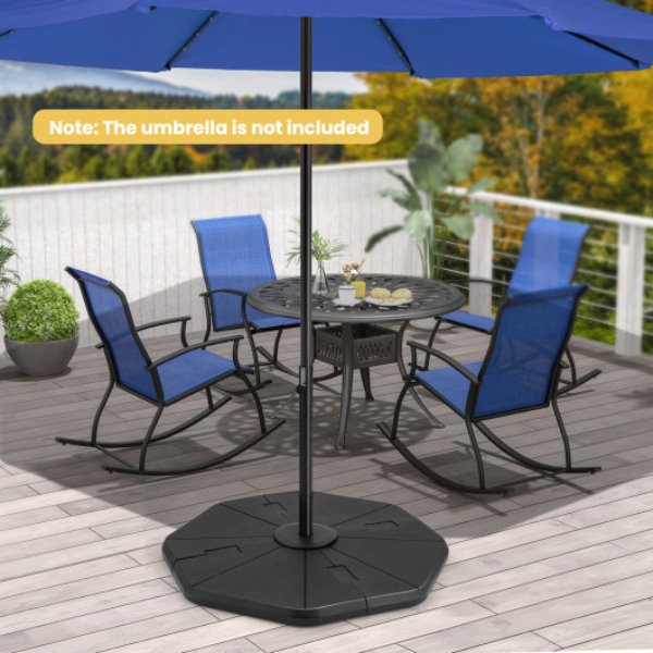 NP11542 4 Piece Fillable Umbrella Base Stand for Garden, Yard & Poolside - Black