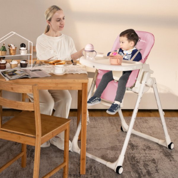 AD10013PI 4-in-1 Baby High Chair with 6 Adjustable Heights, Pink -  Total Tactic