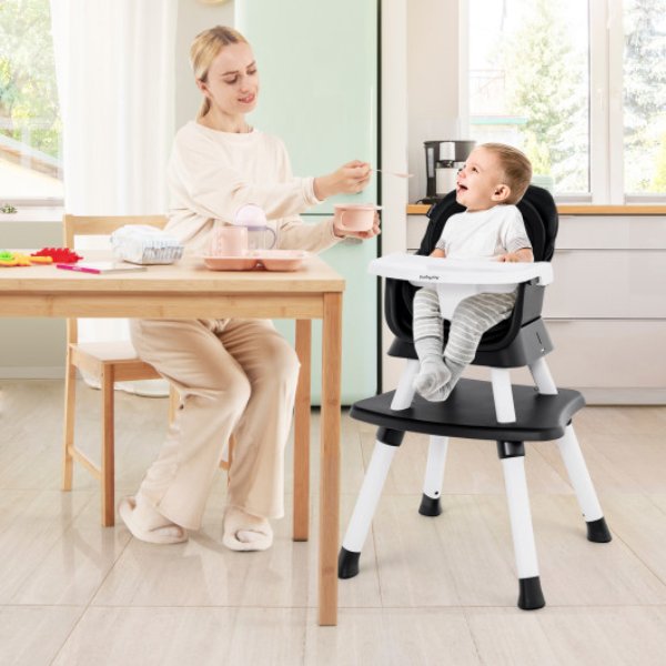 AD10030BK 6-in-1 Convertible Baby High Chair with Adjustable Removable Tray, Black -  Total Tactic