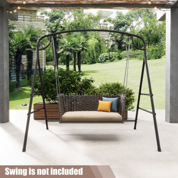 NP11346DK Patio Metal Swing Stand with Double Side Bars & 2-Ring Design, Black