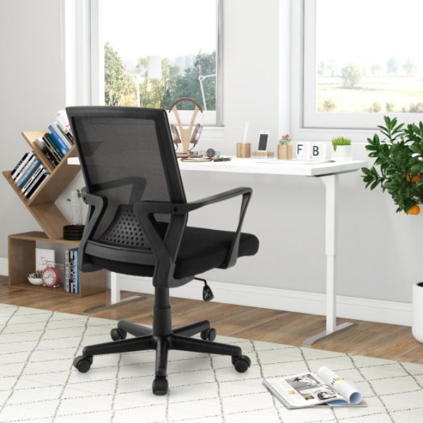 CB10568DK Ergonomic Desk Chair with Lumbar Support & Rocking Function, Black