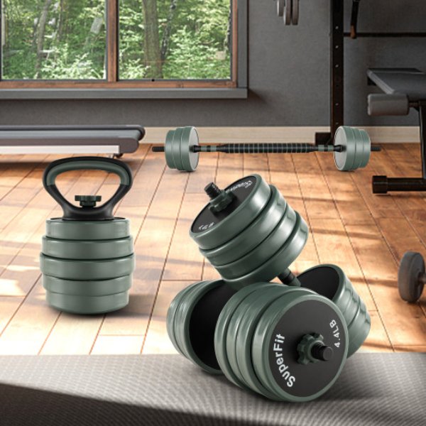 FH10068DK-LB 4-in-1 Adjustable Weight Dumbbell Set, Black & Gray