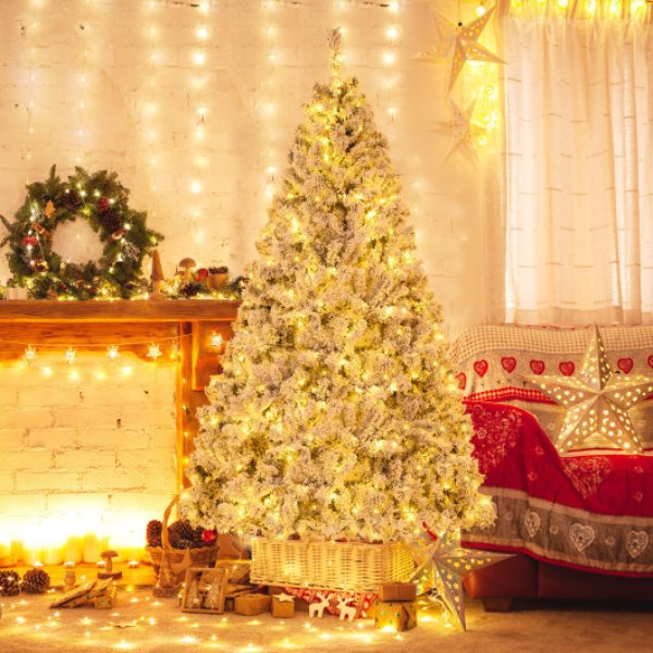 CM24565US 7 ft. 3-Minute Quick Shape Artificial Xmas Tree, Green & White