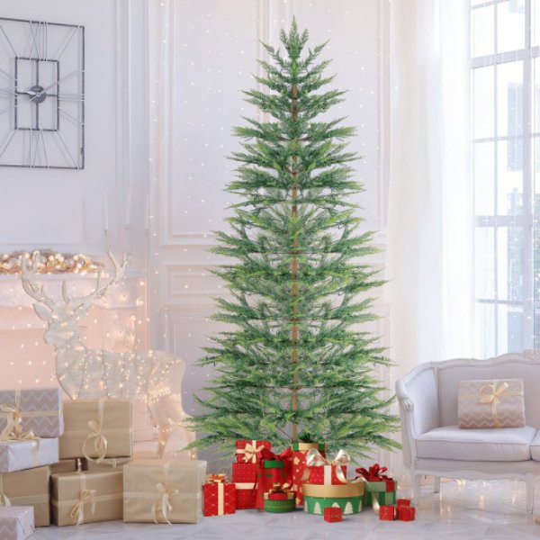 CM24588US 7.5 ft. Pre-Lit Hinged Artificial Cypress Christmas Tree