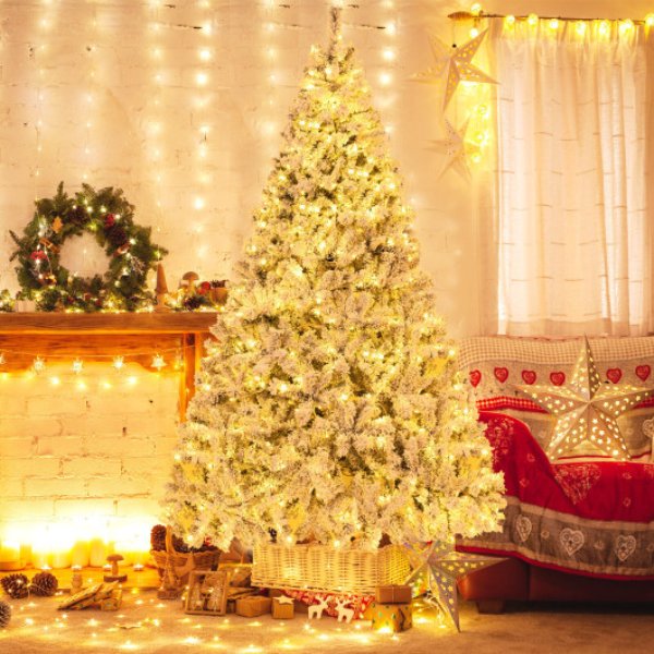 CM24566US 8 ft. 3-Minute Quick Shape Artificial Xmas Tree, Green & White