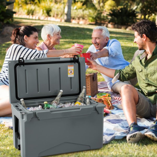 Picture of Total Tactic GP11737GR 50 qt. Rotomolded Cooler Insulated Portable Ice Chest with Integrated Cup Holders, Gray